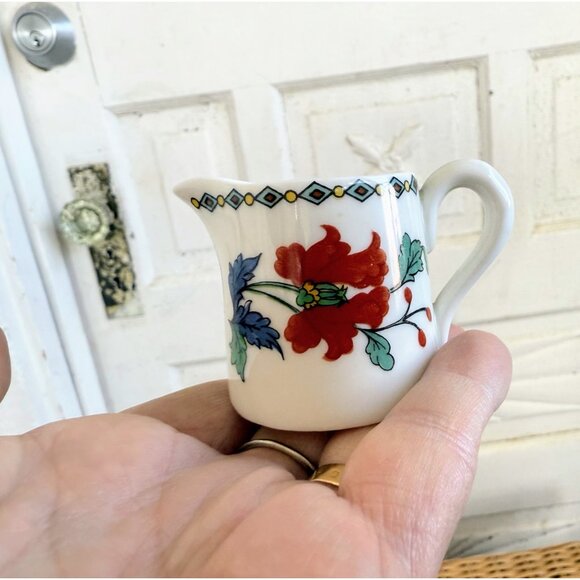 Vintage 60's French Paris Porcelain Miniature Pitcher Hand Painted Floral - Picture 3 of 9